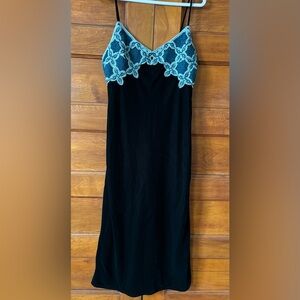 Zara Dark Green Velvet Dress with Crochet Top